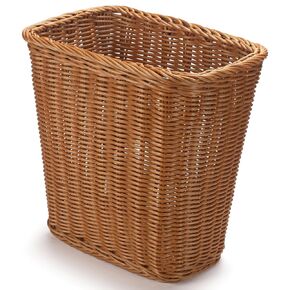 Wicker Waste Basket, Hand Woven Trash Can, Imitation Rattan Garbage Basket for Bedroom, Bathroom, Kitchen, Living Room (Rectangular)