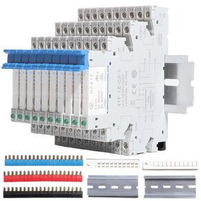 10Pcs Relay Electromagnetic Power Relay Miniature 24V Coil DC/AC Signal PLC HF41F/24-ZS 1NO 1NC 6Amp SPDT Jumper Separator Din Rail Power DC 5 Pin 6A LED Indicator Socket Base DIN