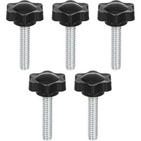uxcell 5Pcs Clamping Screw Knob, 25mm Dia Plum Hex Shaped Grips Knob, Plum Hex Shaped Screws Handle 1/4"-30 Male Thread for Remove Hand Tightening Knob