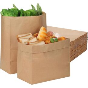 60 Pcs Paper Grocery Bags 13x9.8x5.5 Inch Large Brown Paper Gift Bags Bulk Paper Sacks for Valentine's Day Gift Packaging Grocery Shopping
