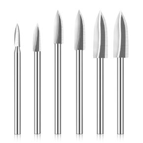 6 PCS FFyeiiy Wood Carving Bits, 1/8" HSS Rotate Tool Engraving Drill Bit Set, DIY Wood Carving Bits Crafts Grinding, Woodworking Rotary Tools Shank Universal Fitment