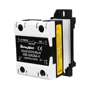 Solid State Relay, 40A DIN Rail SSR Relay with Radiator, DC to AC (Input 3-32VDC Output 24-480VAC)
