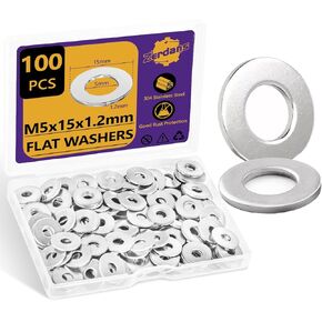 Washers, M5 Flat Washers, 100Pcs Fender Washers for Screws Bolts, 18-8 (304) Stainless Steel Fender Washers, Assorted Hardware Metal Washers Kit for Factories, Home, Shops, Construction (M5x15x1.2mm) in Kuwait
