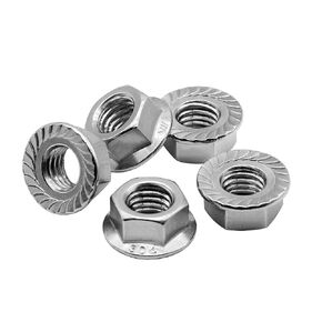 Beduan M5*0.8 Serrated Flange Hex Lock Nuts 304 Stainless Steel 18-8 Bright Finish (100PCS)