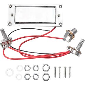 Pre-Wired Guitar Pickups, Humbuckers Wiring Harness Parts For Cigar Box Electric Guitar, Volume Tone Pots 500K Jack and Double Dual Closed Coil Electronics Kit, Chrome Musical Instrument For Guitarist