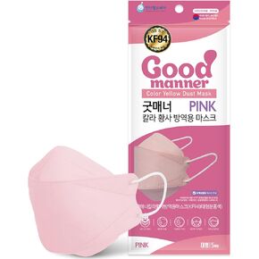 KF94 Disposable Face Safety Mask, Pink 20 Masks, Eco-Friendly Packaging - 5 Masks in 1 Pack, Breathable Mask for Adults – Good Manner