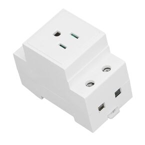Ejoyous Din Rail Outlet, DIN Rail Socket Built in Protective Con tact Earthing Con tact Outlet for Distribution Panel (US AC110‑250V 15A)