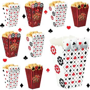 Las Vegas Popcorn Box 24 Pieces Casino Themed Birthday Party Popcorn Gift Box Poker Themed Birthday Decoration Kids Boys Girls Party Supplies