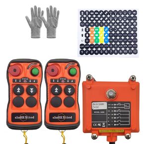 2 Channel Button Industrial Wireless Crane Remote Control 12V 24V Radio Transmitter and Receiver for Electric Chain Hoist Lift Winch Overhead Crane Controller