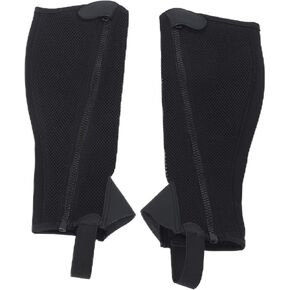 Honio Half Chap, Black Mesh Faux Leather Equestrian Half Chap Super Fiber Material Comfortable Flexible Riding Protection for Kids