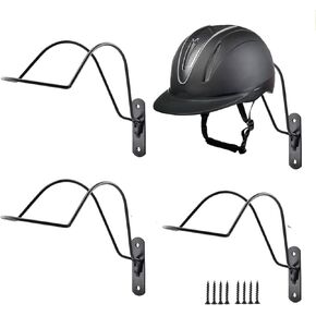 HDEYGIOU 4Pcs Helmet Rack,Wall Mounted Helmet Holder Metal Equestrian Helmet Rack with Screws for Equestrian Motorcycle Baseball Rugby Helmet