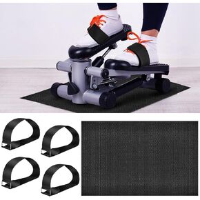 Thick Elliptical Mat with 4 Pcs Elliptical Pedal Straps for Under Desk Elliptical Machine, Ellipse Non Slip Mat, Ellipse Leg Exerciser Machine Pedal Strap for Home Fitness, Enhance Stability