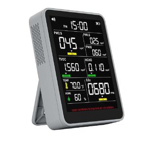 جهاز مراقبة جودة الهواء الداخلي 13 في 1 احترافي محمول PM2.5/PM10/CO2، ودرجة الحرارة، وكاشف الفورمالديهايد، والرطوبة TVOC، وعرض الوقت مع منبه AQI Beep، جهاز اختبار جودة الهواء، للمنزل والمكتب