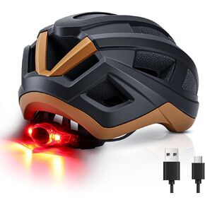 Bike Helmet Light, Bicycle Helmet with Tail Light 100LM Rear LED Safety Warning Helmet Lights for Night Riding, Rechargeable E-Bike/Skateboard/Scooter Helmet Lights, Lightweight Cycling Helmets