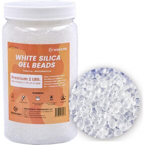 Wisesorb 1 Quart Pure White Silica Gel Desiccant Beads - 2 LBS Premium Quality Reusable