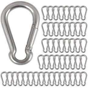 50Pcs 2" Safety Spring Snap Hook, Yision M5 3/16"Carabiner Quick Link Snap Hooks for Camping Hiking, 176LBS Holding Capacity Heavy Duty Steel Carabiner Clip Buckle for Swing Hammock Gym Outdoor