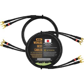 WORLDS BEST CABLES 3 Foot - Coaxial Audiophile Speaker Cable Pair Custom Made Using Mogami 3082 Wire & Eminence Gold Plated Spade Plugs (2 Plugs on Each end)
