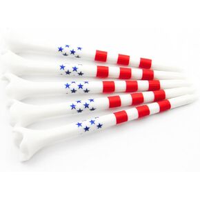 BM Outdoors 3-1/4 Inch Plastic Golf Tees, American Flag, Stars and Stripes, 100 Count Plastic
