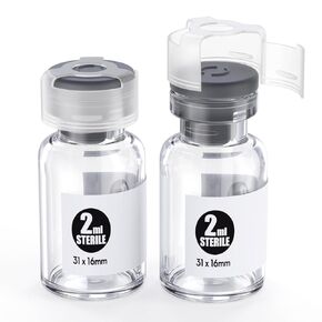 Sterile Glass Vials with Locking Cap and Butyl Rubber Self Healing Injection Port,Buckle Cover Sample Vials Individually Sterilized Package by ZHANXUBIO (10,20ml)