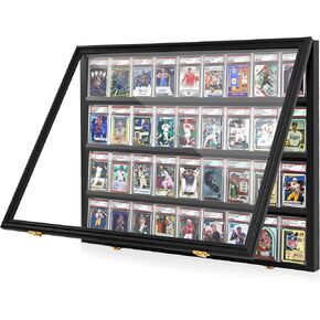 Graded Sports Card Display Case - 36 Baseball Sports Card Display Frame with UV Protection, Clear View Lockable Wall Cabinet for Collectible Trading Card