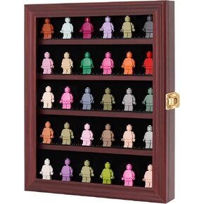 VERANI Minifigures Miniature Display Case Collectibles Display Box Wall Mount Figure Display Curio Cabinet with Lockable Anti Dust Door for Small Objects Lockable Removable Shelves - Small Black
