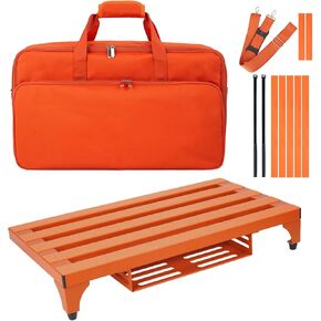 Super Light 3.3 lb Guitar Pedal Board 22" x 12.5" Aluminum Alloy Pedalboard with Power Supply Cradle (Orange, APB-22OR)