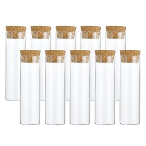 PATIKIL 40ml Test Tubes, 10pcs 3.15x0.98in Glass Clear Flat Bottom Test Tube Containers with Cork Stopper for Bead Party Candy Bath Salt Storage Scientific Experiment Plant Propagation