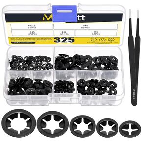 326Pcs Internal Tooth Star Lock Washers Kit, Quick Speed Locking Washers Push Nuts, Push on Locking Washers Speed Clips Retaining Clips Fasteners - M2/ M2.5/ M3/ M4/ M5
