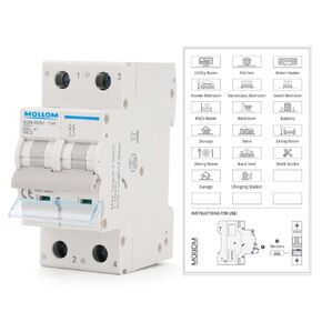 DC 2 Pole Miniature Circuit Breaker, 1000V 50Amps, C50 Scene Visualization Custom MCB Thermal Magnetic Trip, 6KA Breaking Capacity DC Disconnect Switch for Solar PV System