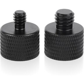 2pcs Mic Stand Adapter, Black Aluminium Alloy Camera Stand Adapter 5/8 to 1/4 Adapter and 5/8 to 3/8 Adapter Mic Screw Adapter Mic Thread Adapter for Tripods Microphones Cameras Stands