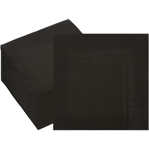 Ottin Solid Black Paper Dinner Napkins 6.5'' Disposable Luncheon Napkins 100 Count for Birthday Wedding Party Everyday Lunch Dinner Event Christmas
