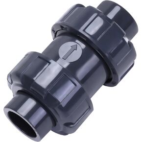 DERNORD 1" UPVC True Union Ball Check Valve with Full Port, EPDM Seals, Rated at 200 PSI, 1 Inch Socket