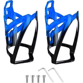 HARFINGTON 2pcs Bike Water Bottle Holder 5.2" PC Universal Bicycle Bottle Cages Ultralight Cycling Hydration Brackets with Screws for MTB Mountain Road Gravel, Black Blue