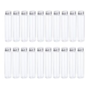 YOKIVE 40Pcs 110ml Plastic Test Tube with Screw Caps, Aluminum Lid | Great for Home Decorations, Lab, Daily Use (Clear, 155x33mm)