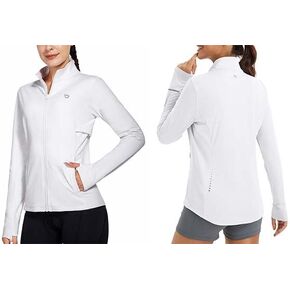 BALEAF Women's Fleece Jacket and UPF 50+ Running Shirts White L