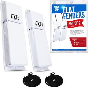 Set of 2 Pack Vinyl PWC Boat Fenders Bumpers for Docking, 18" x 6" x 2.5" for Jet Ski, Seadoo, Powerboat w/Free 6 ft Fender Lines (White)