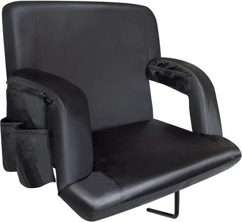 Folding Stadium Seat Wide Reclining Bleacher Seat w/Hook, Back Support & Armrest, Portable Padded Cushion Bleacher Chair for Sports Concerts Camping in Saudi Arabia