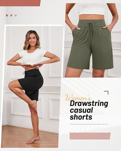 Neer 3 Pack Bermuda Shorts for Women Wide Leg High Waisted Drawstring Gym Shorts with Pocket in Kuwait