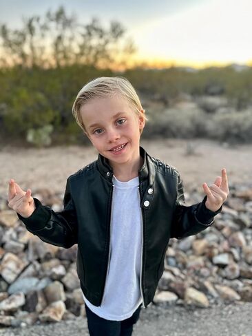 Volunboy Boys Leather Jacket Kids Fall Motorcycle Faux Pu Coats Spring Outerwear 4T to 11 Years in Kuwait