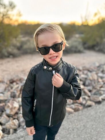 Volunboy Boys Leather Jacket Kids Fall Motorcycle Faux Pu Coats Spring Outerwear 4T to 11 Years in Kuwait