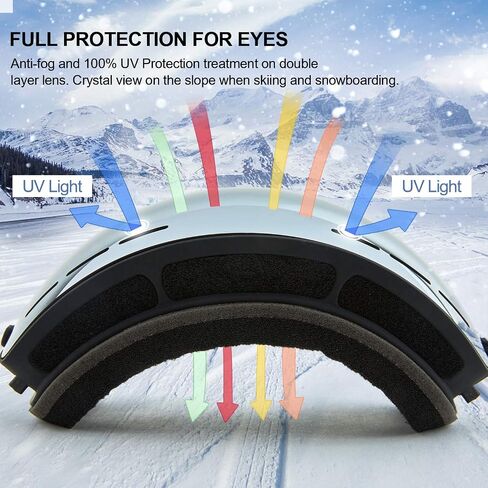 Ski Goggles OTG Snow Snowboard Goggles for Men Women Youth 100% UV Protection Anti Fog Sports Winter Skiing in Saudi Arabia