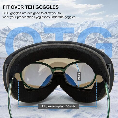 Ski Goggles OTG Snow Snowboard Goggles for Men Women Youth 100% UV Protection Anti Fog Sports Winter Skiing in Saudi Arabia