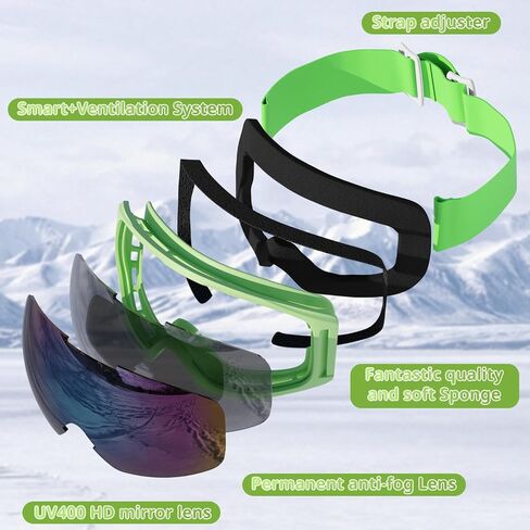 Ski Goggles for Kids 6-14 Boys Girls Youth Snowboard Snow, Snowboarding Skiing Goggles Kids 10-12 in Saudi Arabia