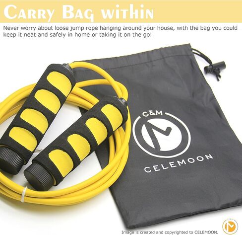 2-Pack Lightweight 9 Feet Adjustable Cable Kids Jump Rope with Anti-Slip Foam Grip Handles and Storage Bag BLUE & YELLOW in Saudi Arabia