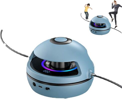 حبل قفز اللياقة البدنية الإلكتروني، حبل قفز محمول مزود بمحرك، تصميم بدون حبل، استمتع بالتمرين مع آلة حبل القفز الذكية المجهزة بـ 10 سرعات وعداد القفز (أزرق) in Kuwait