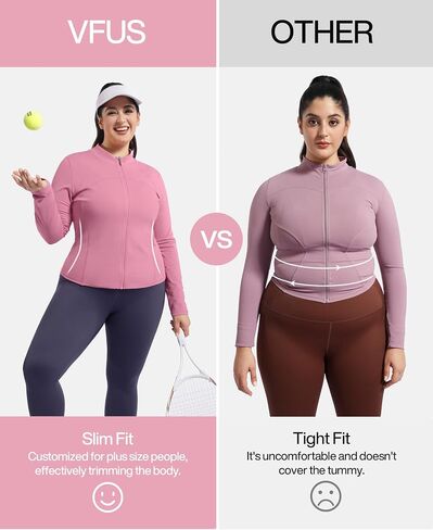 Women Athletic Track Scrub Jacket Slim Fit Shirts Full Zip Lightweight Top Workout Running Hiking Yoga in Kuwait