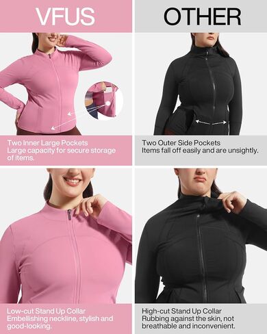 Women Athletic Track Scrub Jacket Slim Fit Shirts Full Zip Lightweight Top Workout Running Hiking Yoga in Kuwait