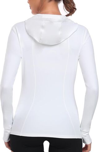 Women's Hooded Athletic Full Zip Workout Jacket With Pockets Running Slim Fit Yoga Sportwear With Thumb Holes in Saudi Arabia
