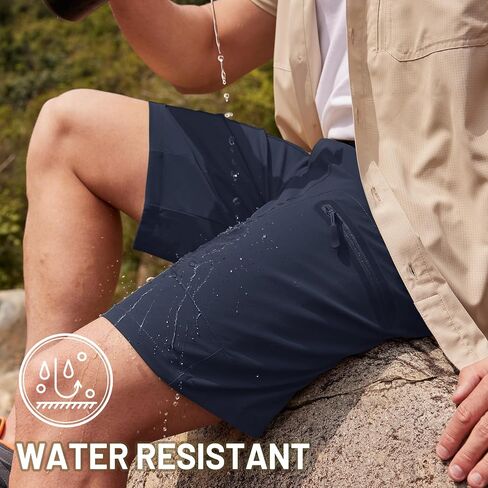 TACVASEN Men's Hiking Cargo Shorts 10" with Zipper Pockets Men's Tactical Shorts Stretch Waist Casual Shorts Golf Outdoor in Kuwait