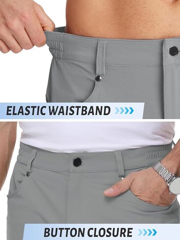 TACVASEN Men's Hiking Cargo Shorts 10" with Zipper Pockets Men's Tactical Shorts Stretch Waist Casual Shorts Golf Outdoor in Kuwait